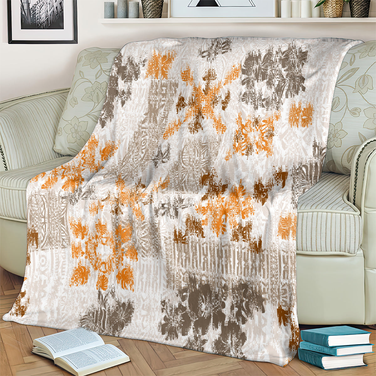 Hawaii Tapa Tribal Blanket With Hawaiian Quilt Pattern Gold LT9 - Polynesian Pride