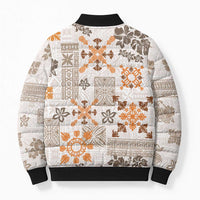Hawaii Tapa Tribal Bomber Puffer Jacket With Hawaiian Quilt Pattern Gold LT9 - Polynesian Pride