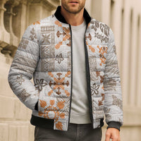 Hawaii Tapa Tribal Bomber Puffer Jacket With Hawaiian Quilt Pattern Gold LT9 - Polynesian Pride