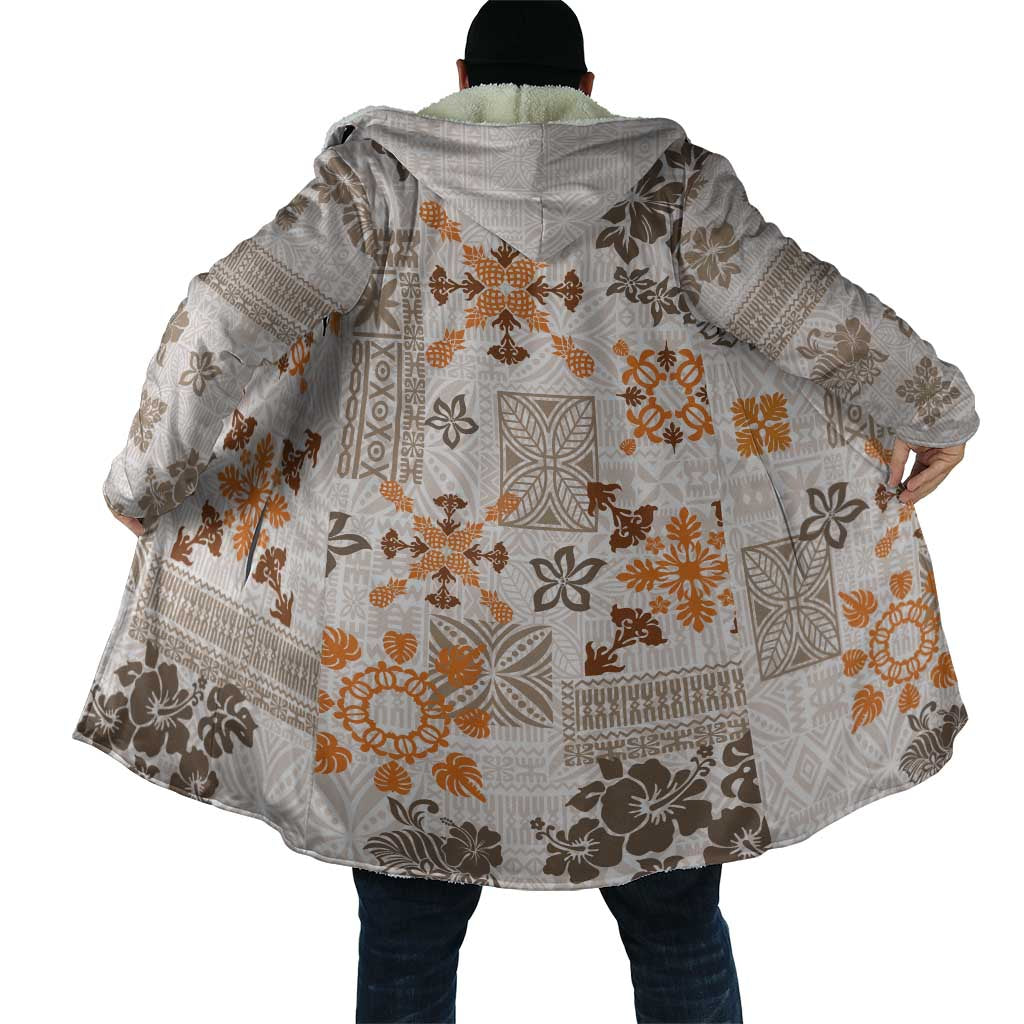 Hawaii Tapa Tribal Cloak With Hawaiian Quilt Pattern Gold - Polynesian Pride