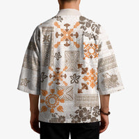 Hawaii Tapa Tribal Kimono With Hawaiian Quilt Pattern Gold - Polynesian Pride