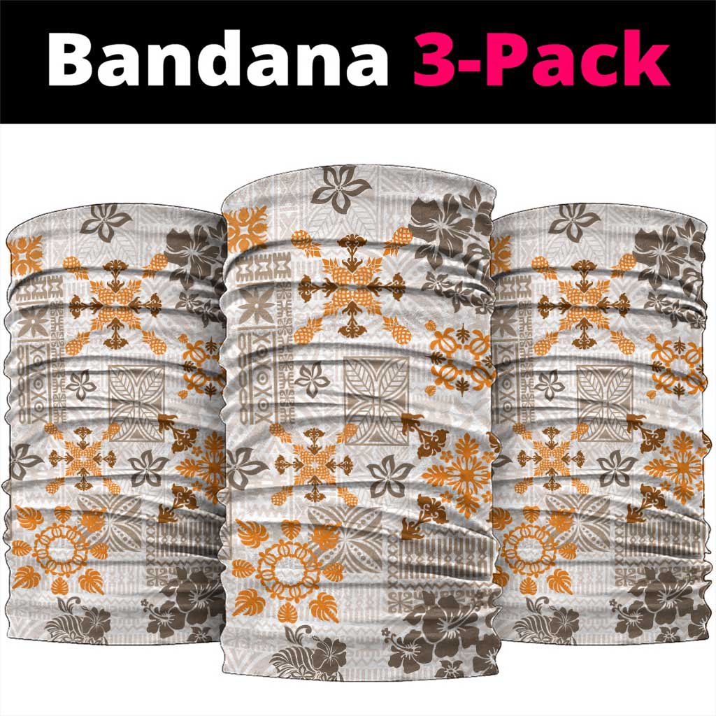 Hawaii Tapa Tribal Neck Gaiter With Hawaiian Quilt Pattern Gold LT9 package One Size: 25*50cm Gold - Polynesian Pride