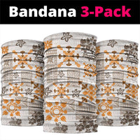 Hawaii Tapa Tribal Neck Gaiter With Hawaiian Quilt Pattern Gold LT9 package One Size: 25*50cm Gold - Polynesian Pride