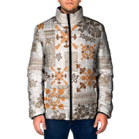 Hawaii Tapa Tribal Padded Jacket With Hawaiian Quilt Pattern Gold LT9 Men Gold - Polynesian Pride
