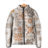 Hawaii Tapa Tribal Padded Jacket With Hawaiian Quilt Pattern Gold LT9 - Polynesian Pride