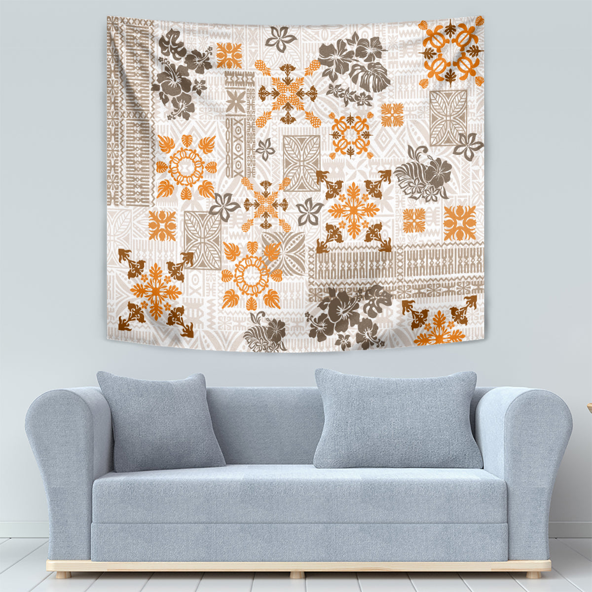 Hawaii Tapa Tribal Tapestry With Hawaiian Quilt Pattern Gold LT9 - Polynesian Pride