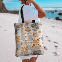 Hawaii Tapa Tribal Tote Bag With Hawaiian Quilt Pattern Gold - Polynesian Pride