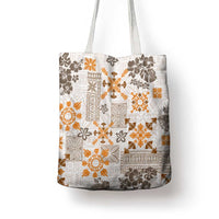 Hawaii Tapa Tribal Tote Bag With Hawaiian Quilt Pattern Gold - Polynesian Pride