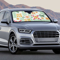 Hawaii Tapa Tribal Auto Sun Shade With Hawaiian Quilt Pattern Green - Polynesian Pride