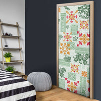 Hawaii Tapa Tribal Door Cover With Hawaiian Quilt Pattern Green - Polynesian Pride
