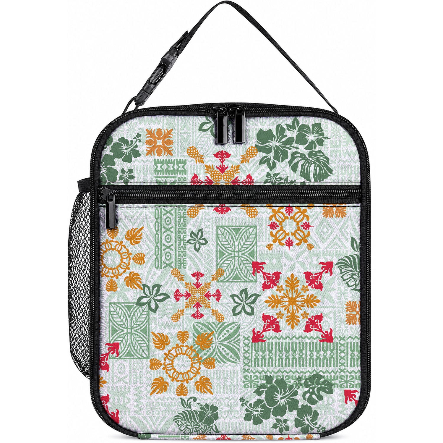 Hawaii Tapa Tribal Lunch Bag With Hawaiian Quilt Pattern Green LT9 10.2 × 8.3 × 4.3 inch Green - Polynesian Pride