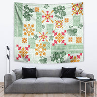 Hawaii Tapa Tribal Tapestry With Hawaiian Quilt Pattern Green LT9 - Polynesian Pride