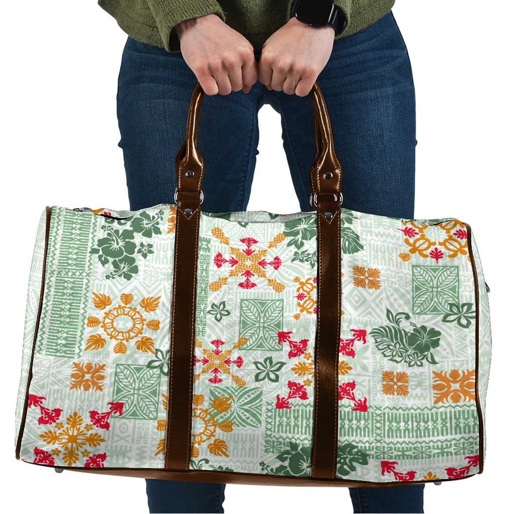 Hawaii Tapa Tribal Travel Bag With Hawaiian Quilt Pattern Green - Polynesian Pride