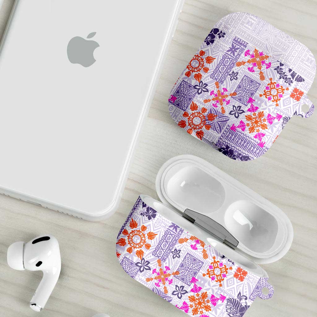 Hawaii Tapa Tribal AirPods Case With Hawaiian Quilt Pattern Violet - Polynesian Pride