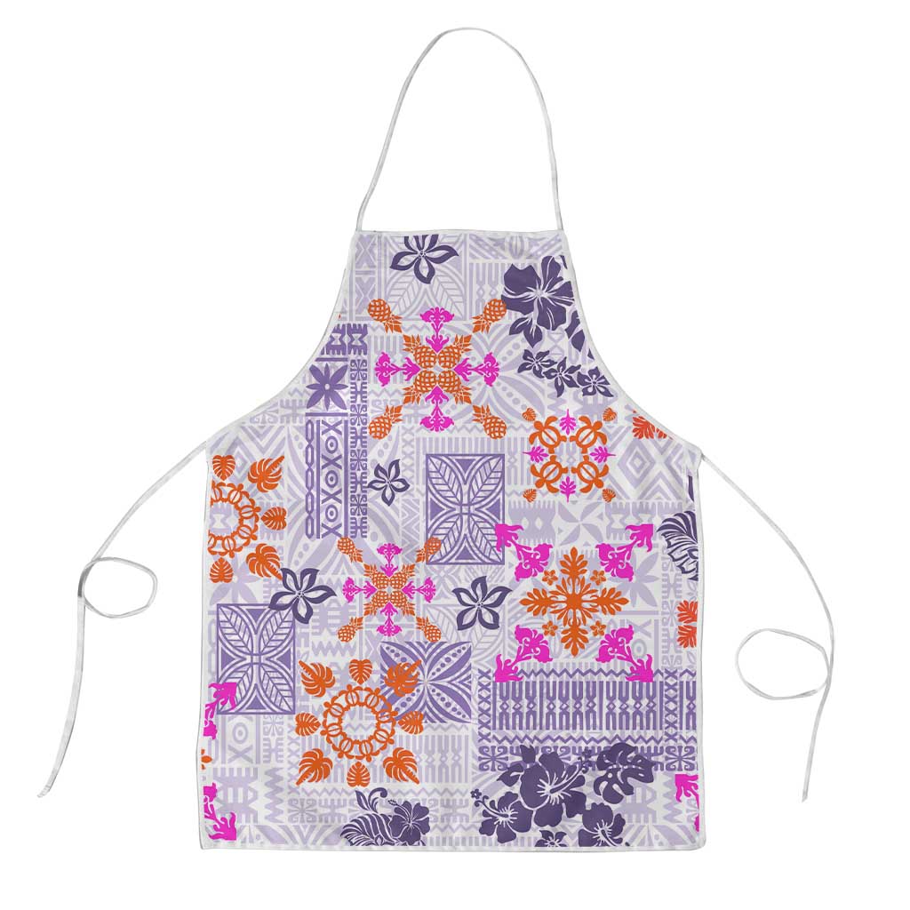 Hawaii Tapa Tribal Apron With Hawaiian Quilt Pattern Violet - Polynesian Pride