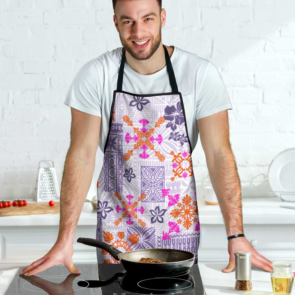 Hawaii Tapa Tribal Apron With Hawaiian Quilt Pattern Violet - Polynesian Pride