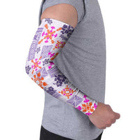 Hawaii Tapa Tribal Arm Sleeves With Hawaiian Quilt Pattern Violet - Polynesian Pride
