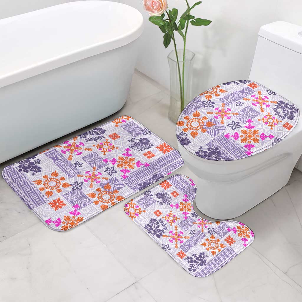 Hawaii Tapa Tribal Bathroom Set With Hawaiian Quilt Pattern Violet - Polynesian Pride