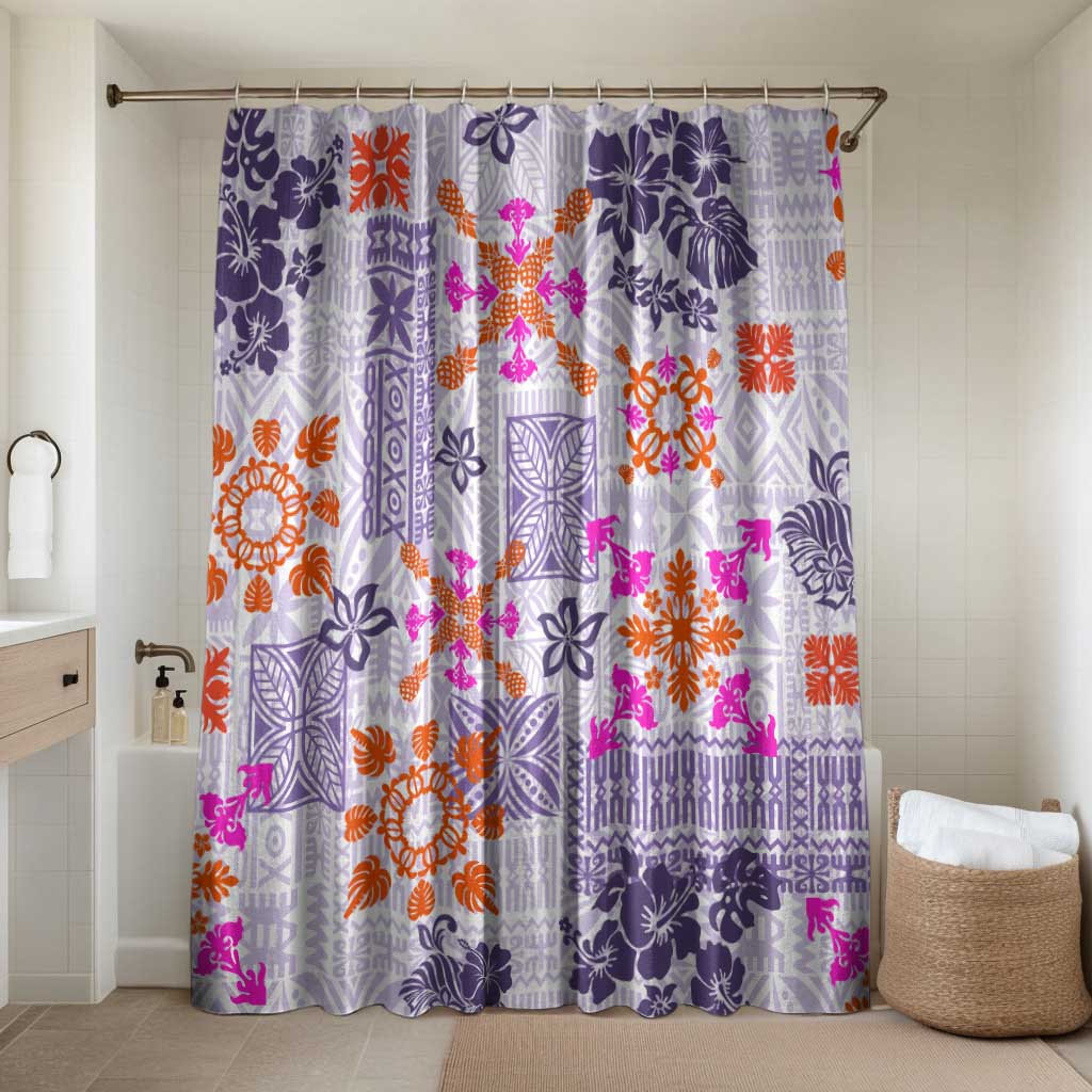 Hawaii Tapa Tribal Bathroom Set With Hawaiian Quilt Pattern Violet - Polynesian Pride
