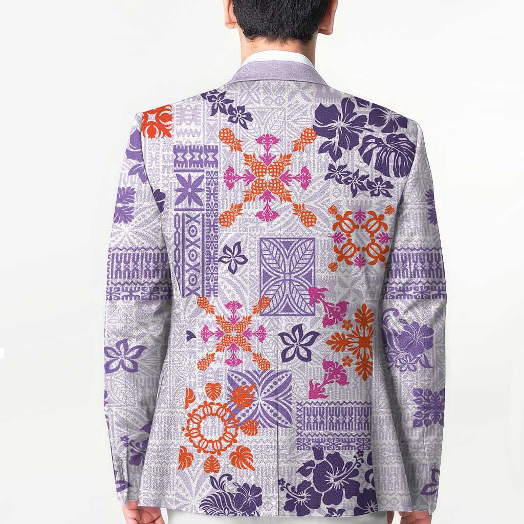 Hawaii Tapa Tribal Blazer With Hawaiian Quilt Pattern Violet - Polynesian Pride