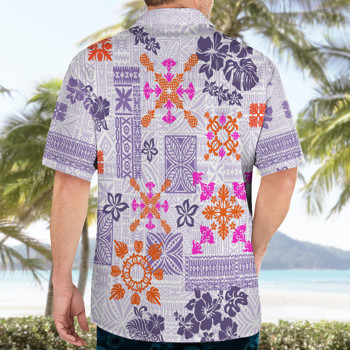 Hawaii Tapa Tribal Hawaiian Shirt With Hawaiian Quilt Pattern Violet LT9 - Polynesian Pride
