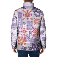 Hawaii Tapa Tribal Padded Jacket With Hawaiian Quilt Pattern Violet - Polynesian Pride