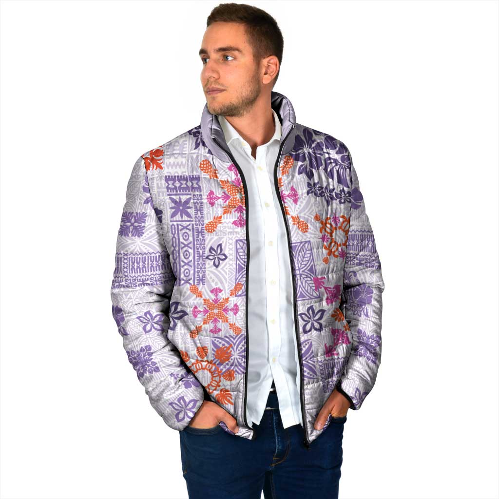 Hawaii Tapa Tribal Padded Jacket With Hawaiian Quilt Pattern Violet - Polynesian Pride