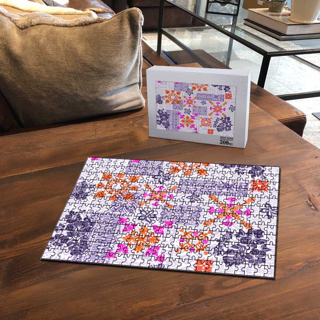 Hawaii Tapa Tribal Puzzle With Hawaiian Quilt Pattern Violet - Polynesian Pride