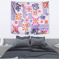 Hawaii Tapa Tribal Tapestry With Hawaiian Quilt Pattern Violet LT9 - Polynesian Pride