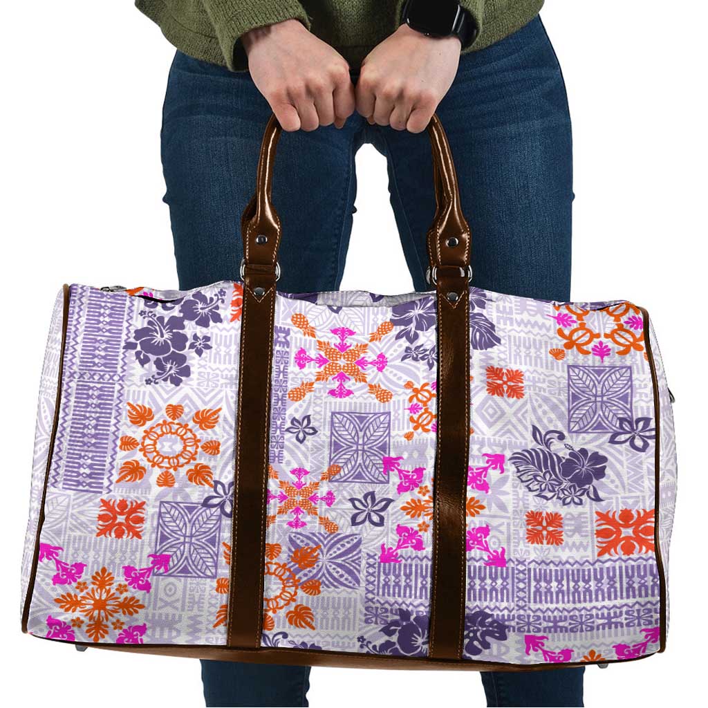 Hawaii Tapa Tribal Travel Bag With Hawaiian Quilt Pattern Violet - Polynesian Pride