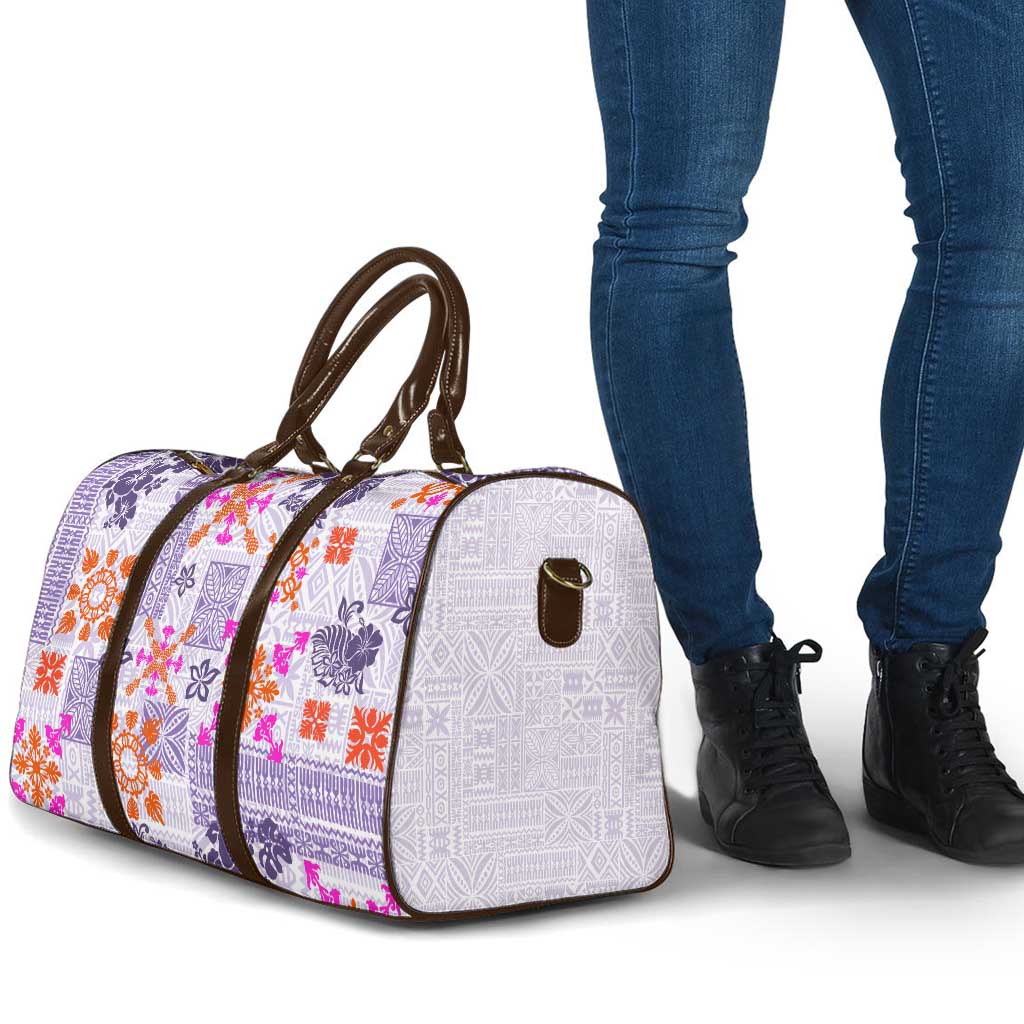 Hawaii Tapa Tribal Travel Bag With Hawaiian Quilt Pattern Violet - Polynesian Pride