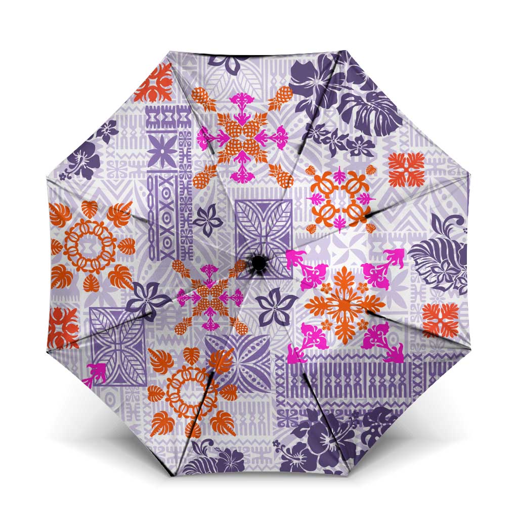 Hawaii Tapa Tribal Umbrella With Hawaiian Quilt Pattern Violet - Polynesian Pride