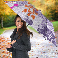 Hawaii Tapa Tribal Umbrella With Hawaiian Quilt Pattern Violet - Polynesian Pride