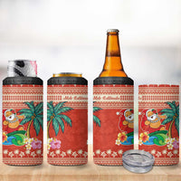 Hawaii Mele Kalikimaka 4 in 1 Can Cooler Tumbler Surfing Santa Funny Christmas