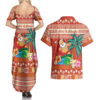 Hawaii Mele Kalikimaka Couples Matching Summer Maxi Dress and Hawaiian Shirt Surfing Santa Funny Christmas