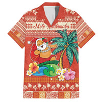Hawaii Mele Kalikimaka Family Matching Short Sleeve Bodycon Dress and Hawaiian Shirt Surfing Santa Funny Christmas
