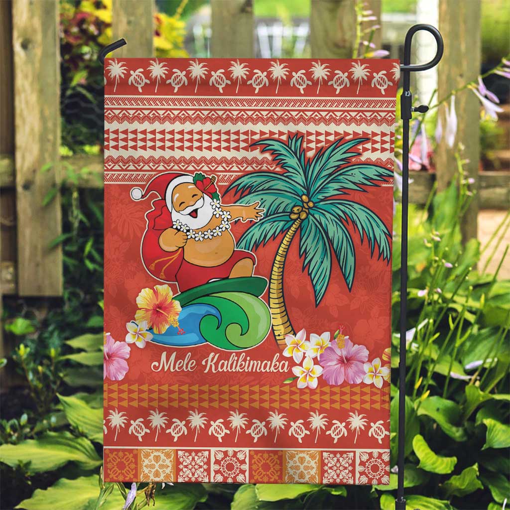 Hawaii Mele Kalikimaka Garden Flag Surfing Santa Funny Christmas
