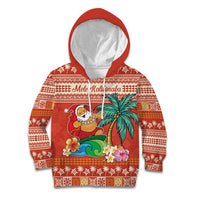 Hawaii Mele Kalikimaka Kid Hoodie Surfing Santa Funny Christmas
