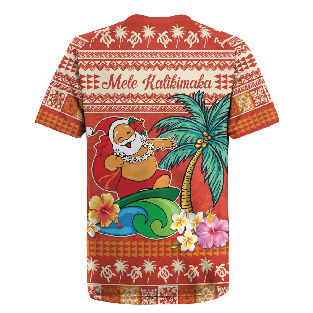 Hawaii Mele Kalikimaka Rugby Jersey Surfing Santa Funny Christmas