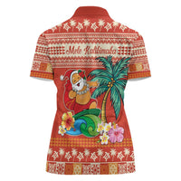 Hawaii Mele Kalikimaka Women Polo Shirt Surfing Santa Funny Christmas