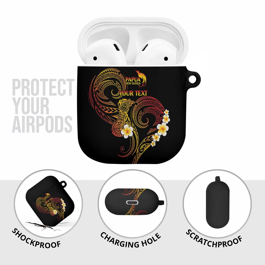 Personalised Papua New Guinea Sepik AirPods Case Plumeria Floral Tribal Pattern - Polynesian Pride