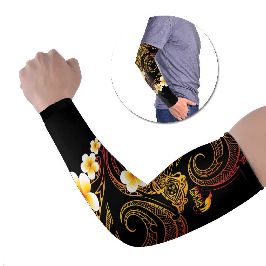 Personalised Papua New Guinea Sepik Arm Sleeves Plumeria Floral Tribal Pattern - Polynesian Pride