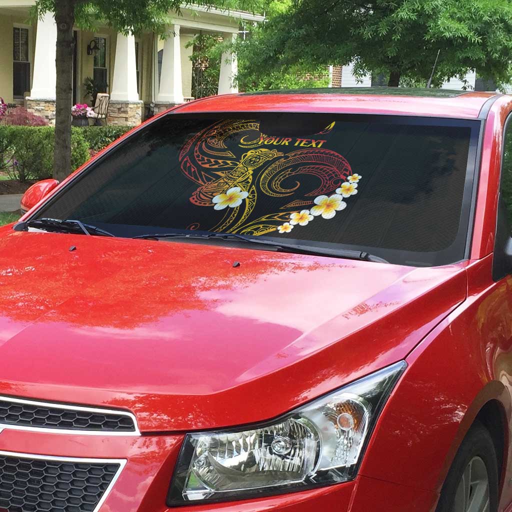 Personalised Papua New Guinea Sepik Auto Sun Shade Plumeria Floral Tribal Pattern - Polynesian Pride