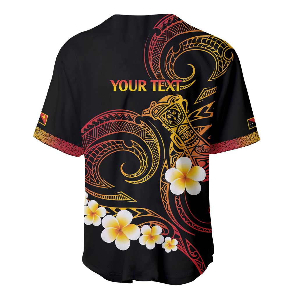 Personalised Papua New Guinea Sepik Baseball Jersey Plumeria Floral Tribal Pattern - Polynesian Pride