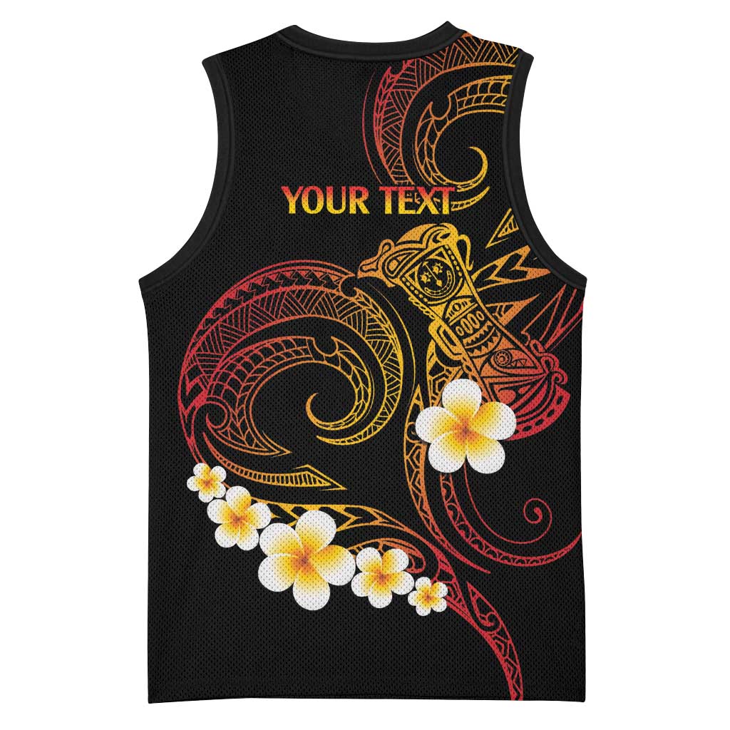 Personalised Papua New Guinea Sepik Basketball Jersey Plumeria Floral Tribal Pattern - Polynesian Pride
