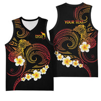 Personalised Papua New Guinea Sepik Basketball Jersey Plumeria Floral Tribal Pattern - Polynesian Pride