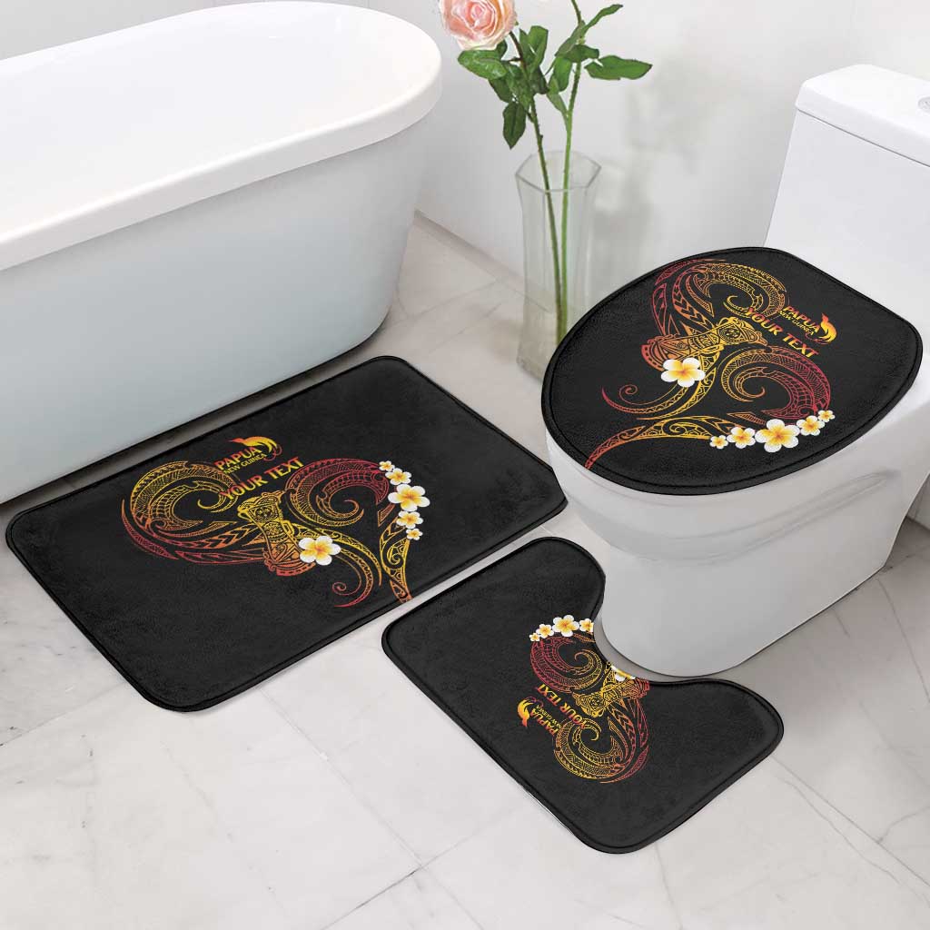 Personalised Papua New Guinea Sepik Bathroom Set Plumeria Floral Tribal Pattern - Polynesian Pride
