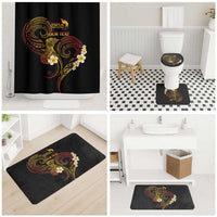 Personalised Papua New Guinea Sepik Bathroom Set Plumeria Floral Tribal Pattern - Polynesian Pride