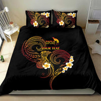 Personalised Papua New Guinea Sepik Bedding Set Plumeria Floral Tribal Pattern - Polynesian Pride