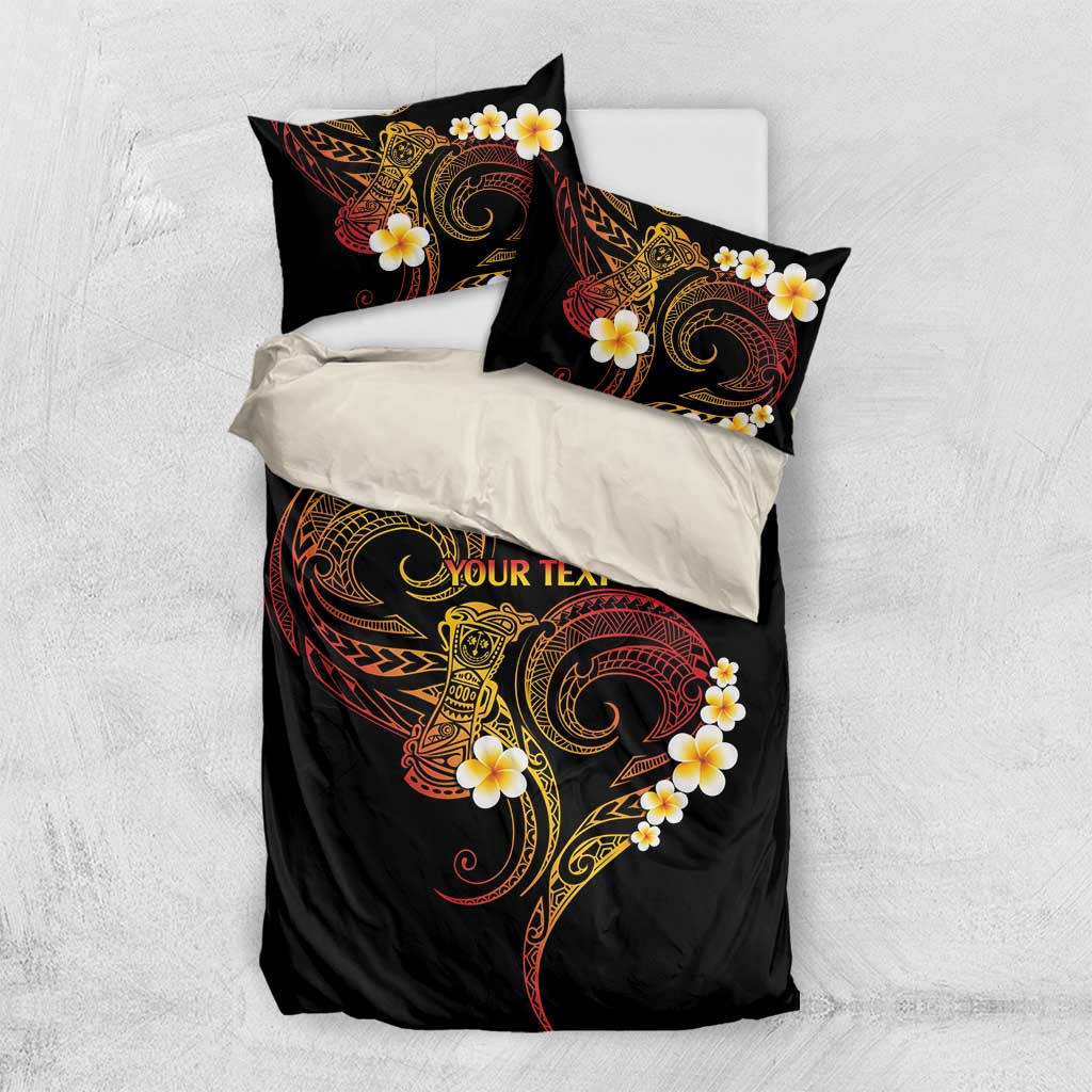 Personalised Papua New Guinea Sepik Bedding Set Plumeria Floral Tribal Pattern - Polynesian Pride